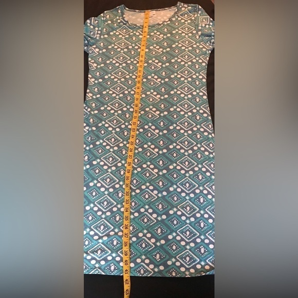 Lularoe Julia Teal Blue White Short Sleeve Casual Midi Dress Size XL - Picture 8 of 10